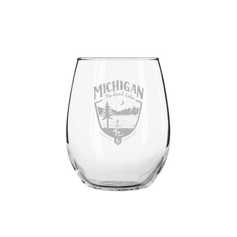 Wine Glass - Michigan Shield
