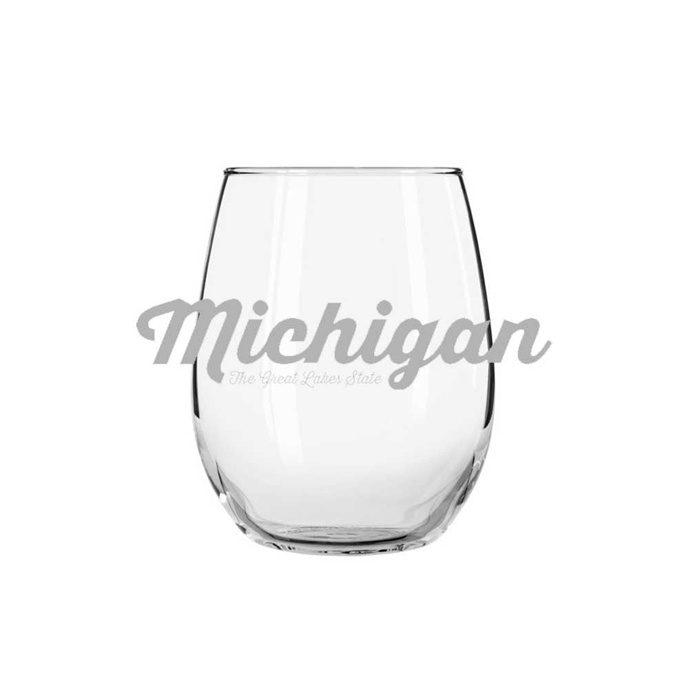 Wine Glass - Michigan Script