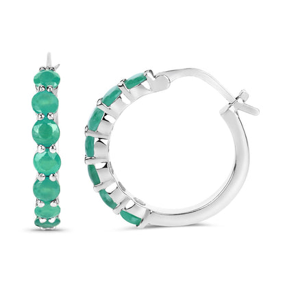 2.38 Carat Genuine Emerald .925 Sterling Silver Earrings