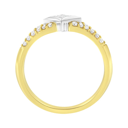 10K Two Tone Color 1/2 Cttw Diamond Kite and Split Shank Ring (H-I Color,SI2-I1 Clarity)