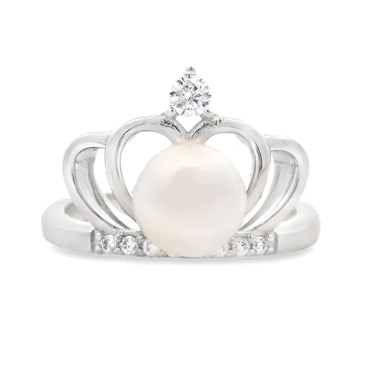 FW Pearl Cubic Zirconium Ring Sterling Silver