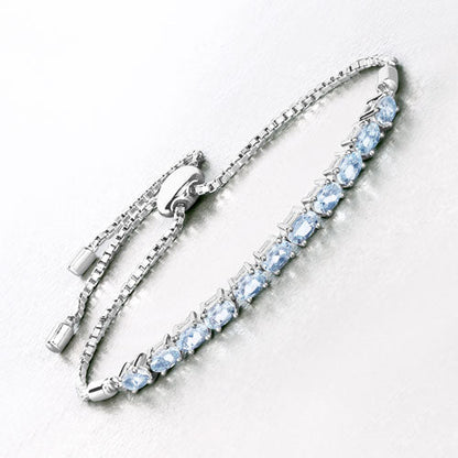 2.20 Carat Genuine Aquamarine .925 Sterling Silver Bracelet