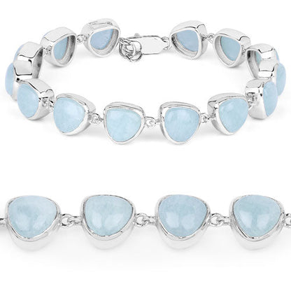 25.90 Carat Genuine Aquamarine .925 Sterling Silver Bracelet