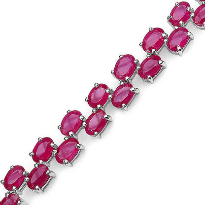 25.30 Carat Genuine Glass Filled Ruby .925 Sterling Silver Bracelet