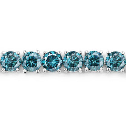14.33 Carat Genuine Blue Diamond 14K White Gold Bracelet