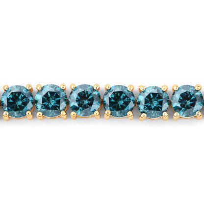 14.33 Carat Genuine Blue Diamond 14K Yellow Gold Bracelet