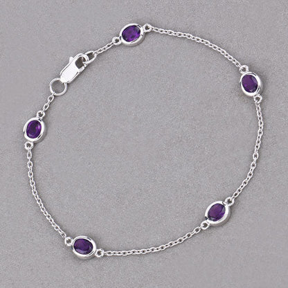 1.70 Carat Genuine Amethyst .925 Sterling Silver Bracelet