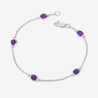 1.70 Carat Genuine Amethyst .925 Sterling Silver Bracelet
