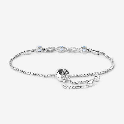 0.74 Carat Genuine Aquamarine and White Sapphire .925 Sterling Silver Bracelet