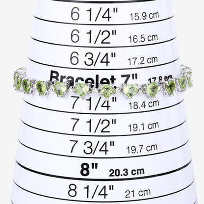 10.24 Carat Genuine Peridot and White Diamond .925 Sterling Silver Bracelet