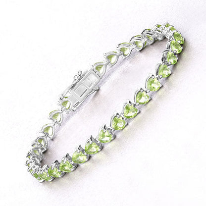 13.64 Carat Genuine Peridot .925 Sterling Silver Bracelet