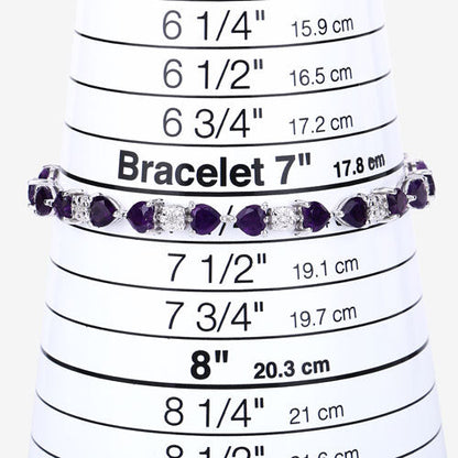 9.56 Carat Genuine Amethyst and White Diamond .925 Sterling Silver Bracelet