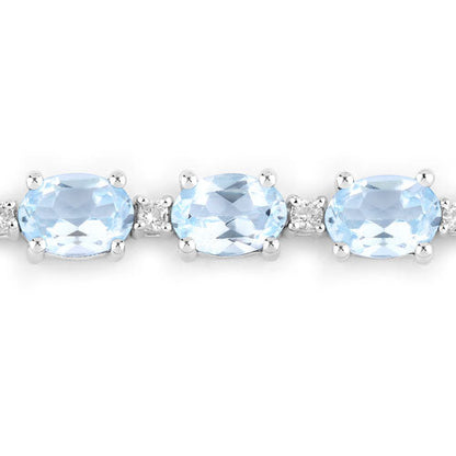 12.83 Carat Genuine Blue Topaz and White Topaz .925 Sterling Silver Bracelet
