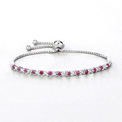 0.88 Carat Genuine Ruby .925 Sterling Silver Bracelet