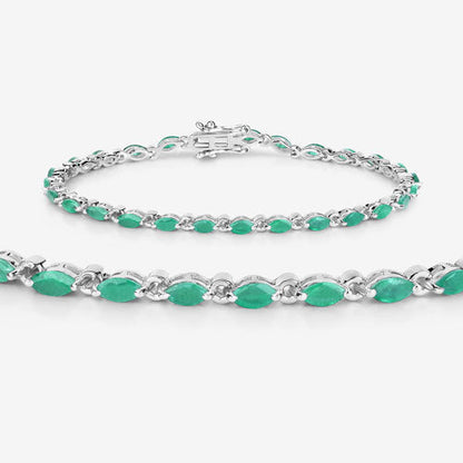 3.24 Carat Genuine Zambian Emerald .925 Sterling Silver Bracelet