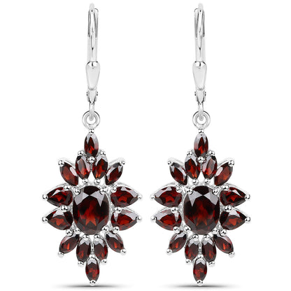 20.24 Carat Genuine Garnet .925 Sterling Silver 3 Piece Jewelry Set (Ring, Earrings, and Pendant w/ Chain)