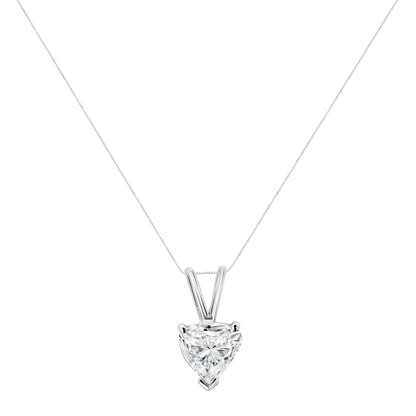 14K White Gold 1/5 Cttw 3-Prong Set Heart Shaped Solitaire Lab Grown Diamond 18" Pendant Necklace (F-G Color, VS2-SI1 Clarity)