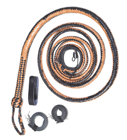 Tan & Black Bull Whip – Traditional 16-Plait Design