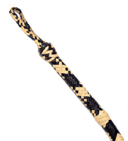 Yellow & Black Leather Bull Whip – Handmade Craftsmanship