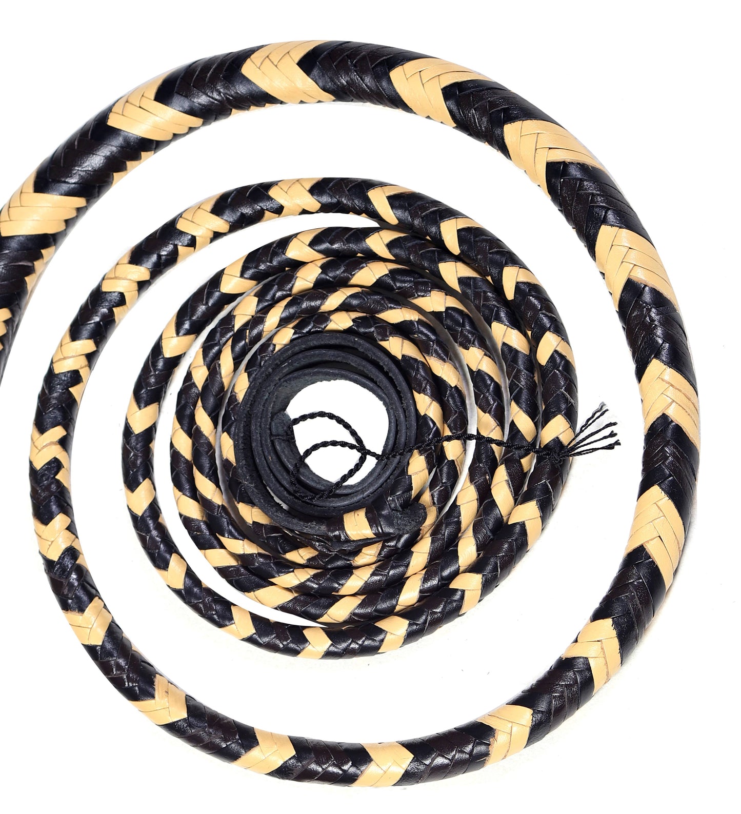 Yellow & Black Leather Bull Whip – Handmade Craftsmanship