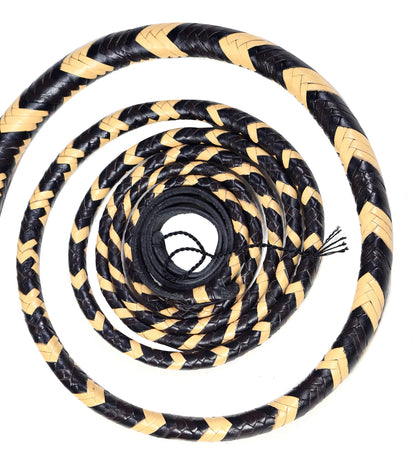 Yellow & Black Leather Bull Whip – Handmade Craftsmanship