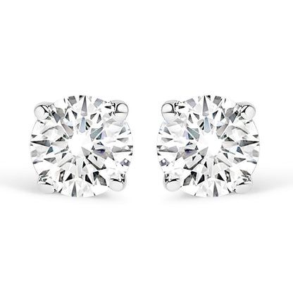 .925 Sterling Silver 1/2 Cttw Round Brilliant-Cut Lab Grown Diamond Classic 4-Prong Stud Earrings (F-G Color, VS1-VS2 Clarity)