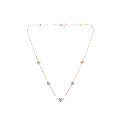 Yellow Color Plated Sterling Silver Diamond Station Necklace (1/2 cttw, K-L Color, I2-I3 Clarity)