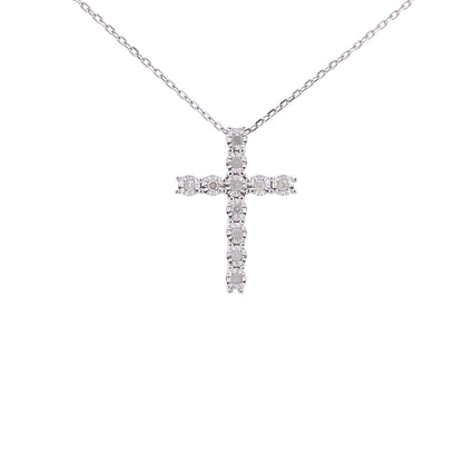 .25ct Diamond Cross Religious Pendant Sterling Silver