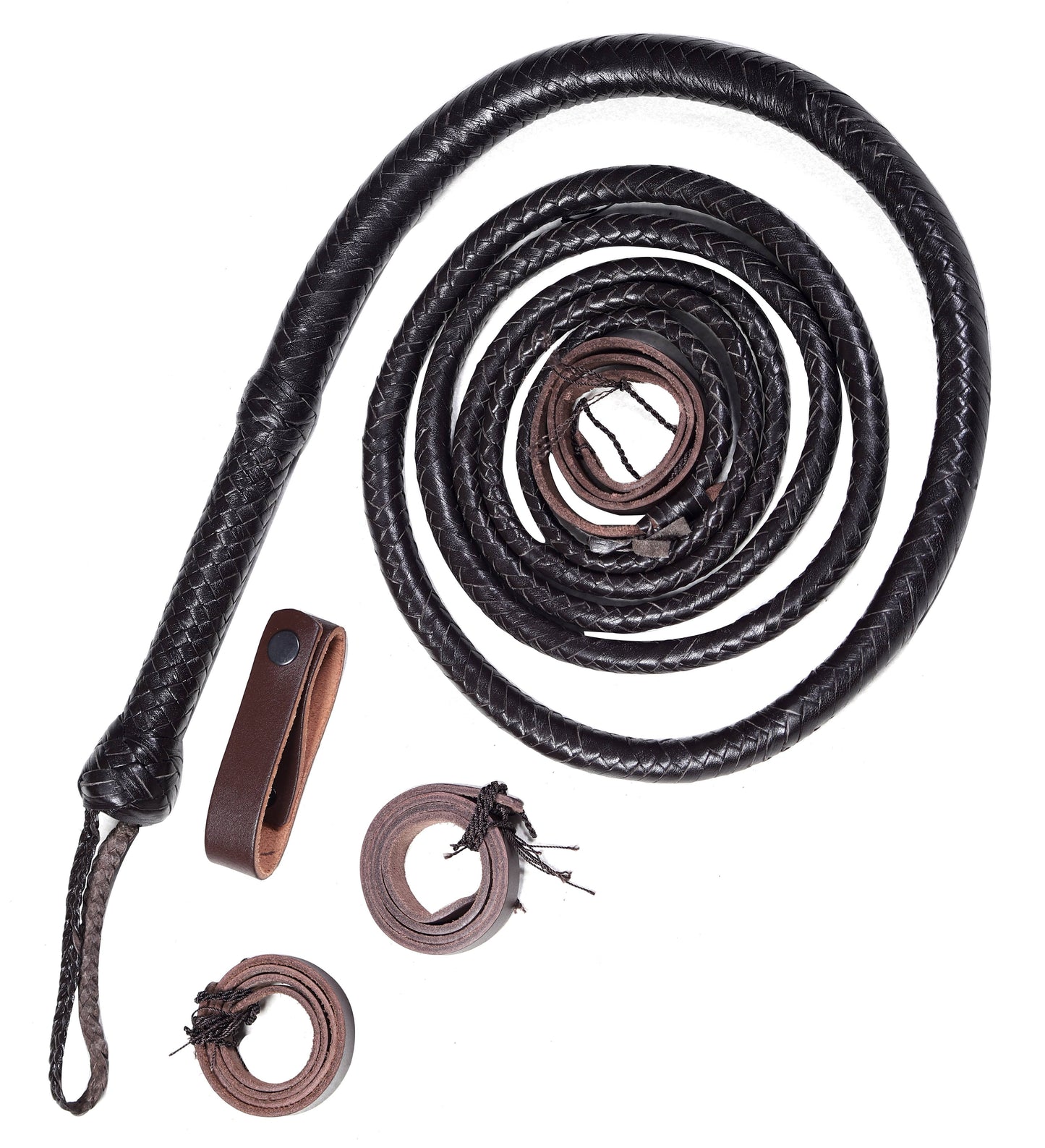 Choco Black Leather Bull Whip – Versatile & Durable