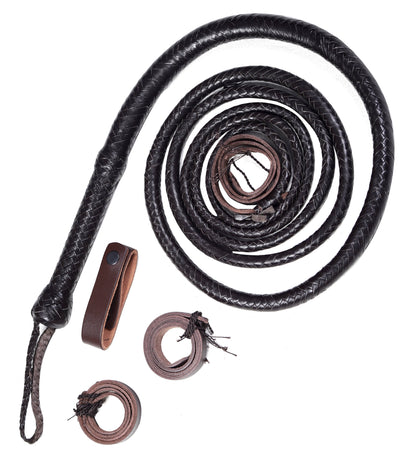 Choco Black Leather Bull Whip – Versatile & Durable
