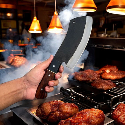 Custom Handmade Meat Cutter Knife – 11" High-Carbon Steel Blade with Rosewood & Buffalo Horn Handle