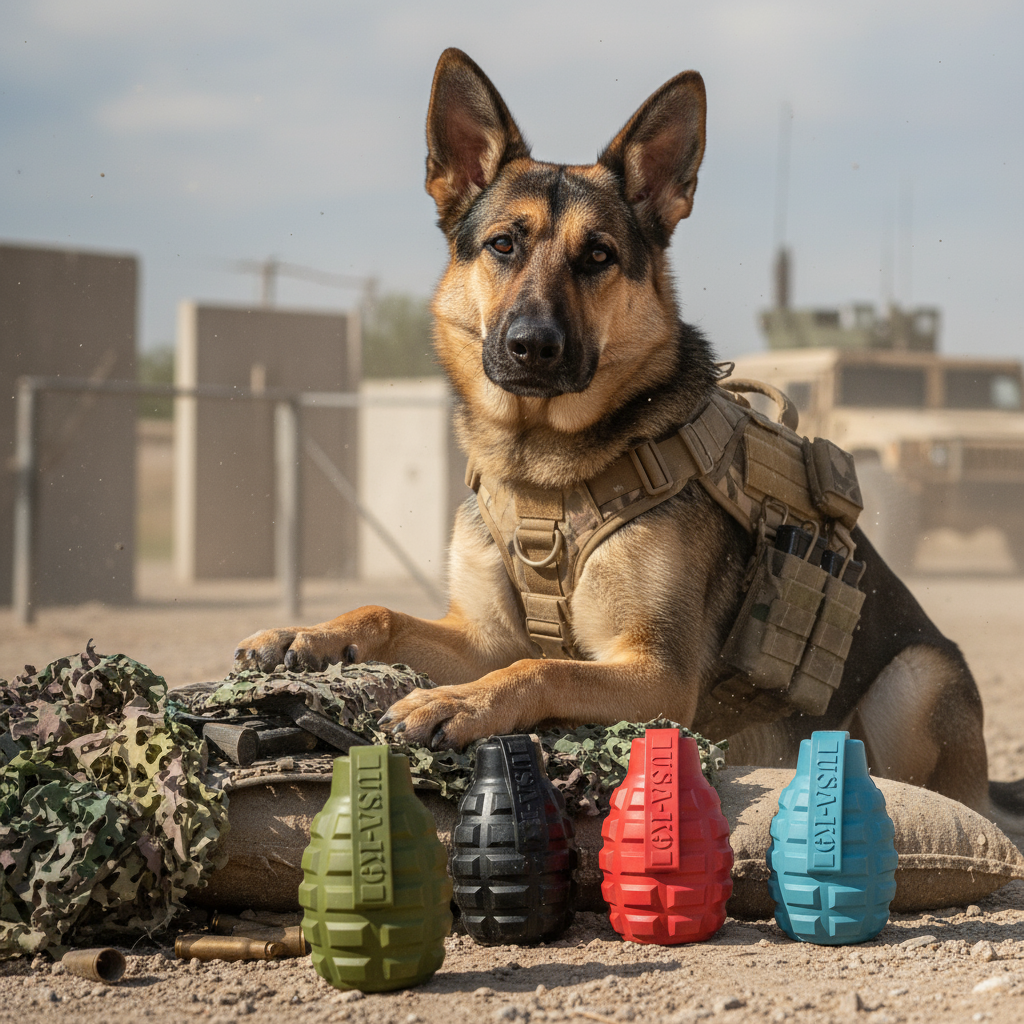 Grenade Shaped eDispenser Durable Dog Chew Toy & Treat Dispenser - Magnum Black