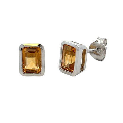 1.08ct Citrine Stud Earrings 10KT White Gold