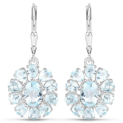 14.02 Carat Genuine Blue Topaz and White Topaz .925 Sterling Silver 3 Piece Jewelry Set (Ring, Earrings, and Pendant w/ Chain)