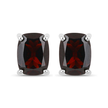 18K White Gold Plated 3.50 Carat Genuine Garnet .925 Sterling Silver Earrings