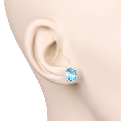 4.00 Carat Genuine Swiss Blue Topaz .925 Sterling Silver Earrings