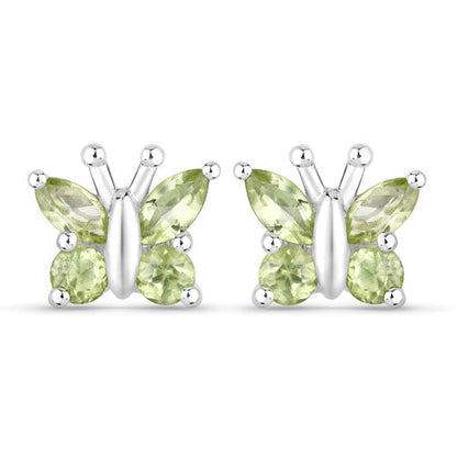 1.00 Carat Genuine Peridot .925 Sterling Silver Earrings