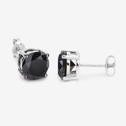 5.41 Carat Genuine Black Diamond 14K White Gold Earrings