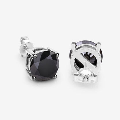 4.91 Carat Genuine Black Diamond 14K White Gold Earrings