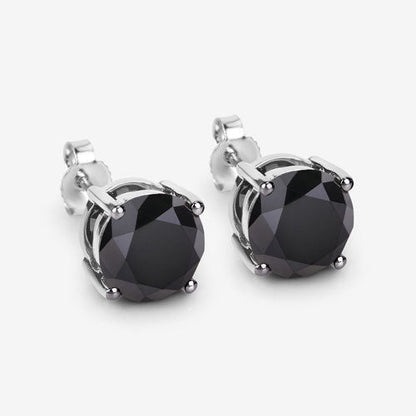 5.41 Carat Genuine Black Diamond 14K White Gold Earrings