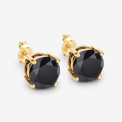 4.12 Carat Genuine Black Diamond 14K Yellow Gold Earrings