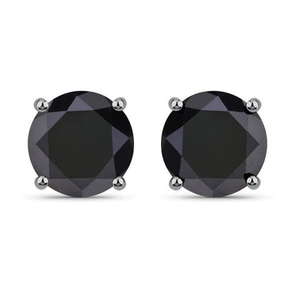 5.41 Carat Genuine Black Diamond 14K White Gold Earrings