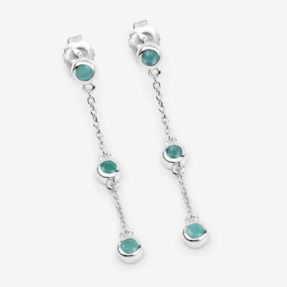 0.60 Carat Genuine Emerald .925 Sterling Silver Earrings
