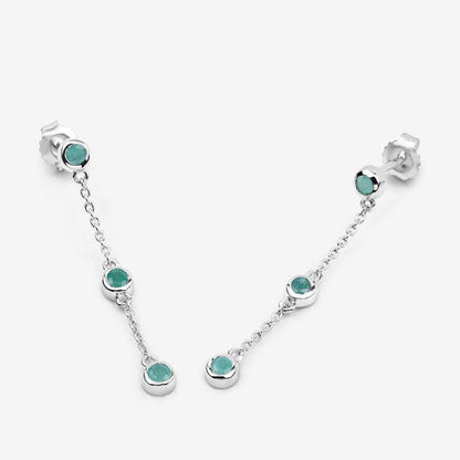 0.60 Carat Genuine Emerald .925 Sterling Silver Earrings
