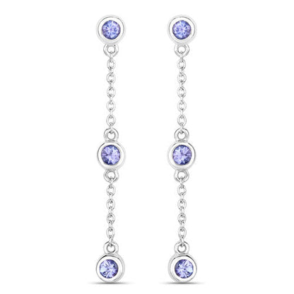 0.60 Carat Genuine Tanzanite .925 Sterling Silver Earrings