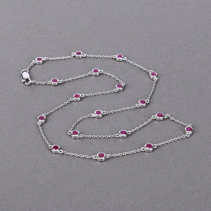 2.34 Carat Genuine Ruby .925 Sterling Silver Necklace