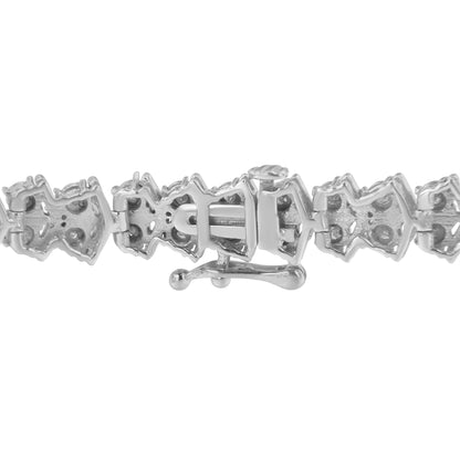 .925 Sterling Silver 1.0 cttw Diamond "Arrow" Shape Tennis Link Bracelet (I-J Color, I3 Clarity) -7.25"