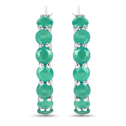 2.38 Carat Genuine Emerald .925 Sterling Silver Earrings
