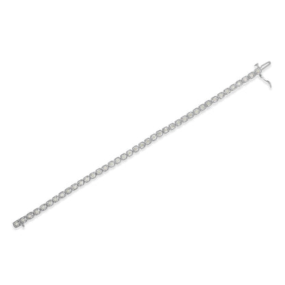 .925 Sterling Silver 1.0 Cttw Diamond Miracle-Set Square Milgrain 7" Link Tennis Bracelet (I-J Color, I3 Clarity)