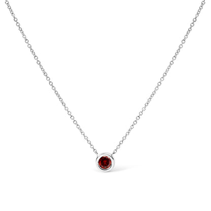 14K White Gold 1/2 Cttw Red Lab Grown Diamond Bezel-Set Solitaire 18" Pendant Necklace (Red Color, VS1-VS2 Clarity)